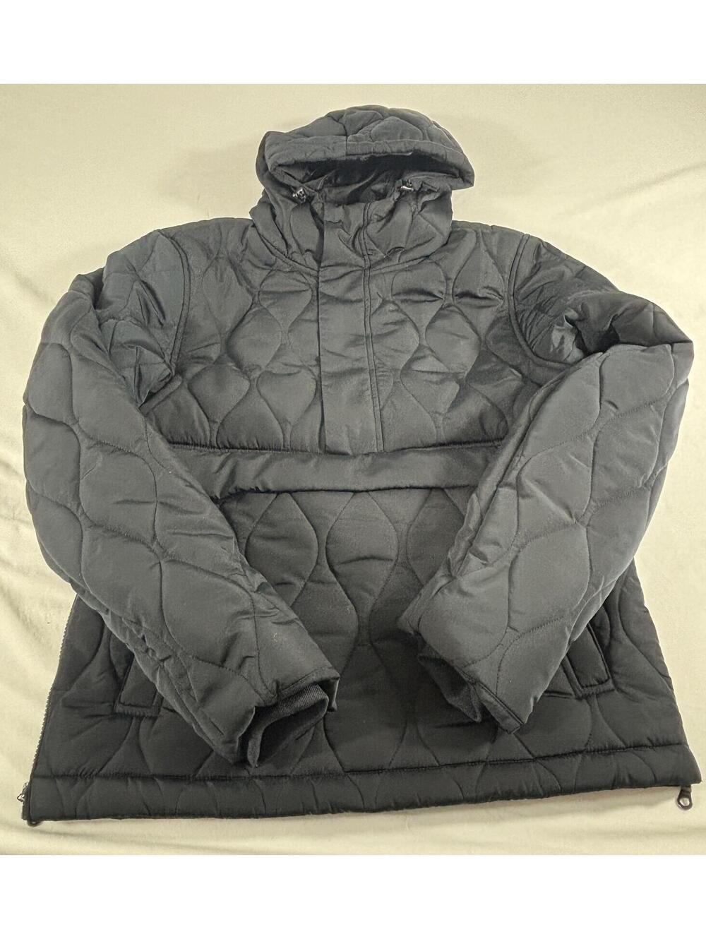 Amazon Essentials Men's Black Anorak Hooded 1/4-Zip Puffer Coat Size XS